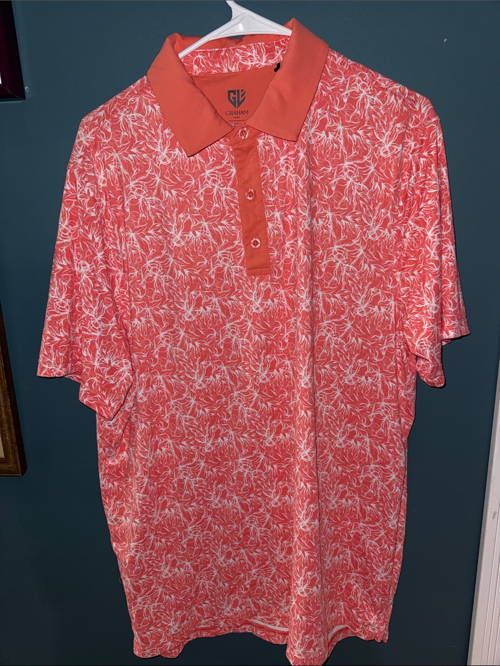 Graham Men’s Coral Abstract Print Polo